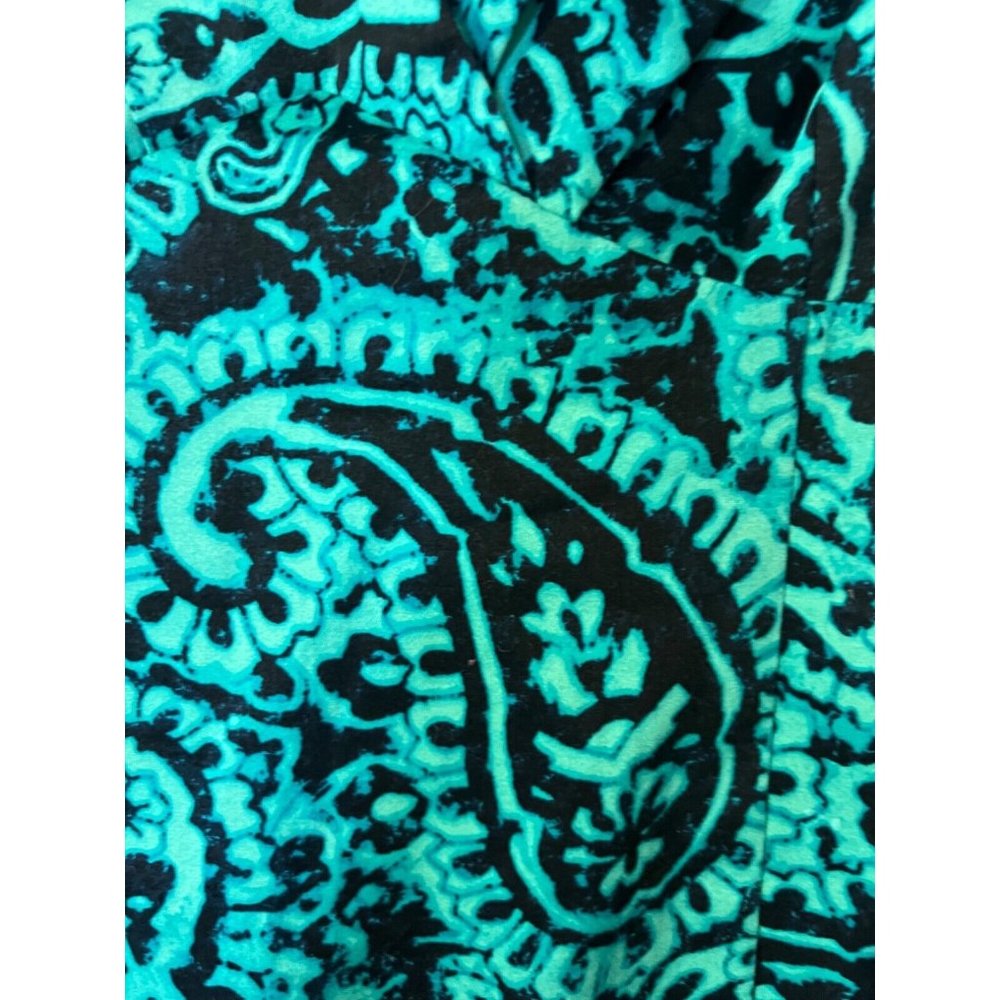 Jones New York Dress 10 Stretch Cotton Sheath Green Blue Paisley Washable - Picture 5 of 12